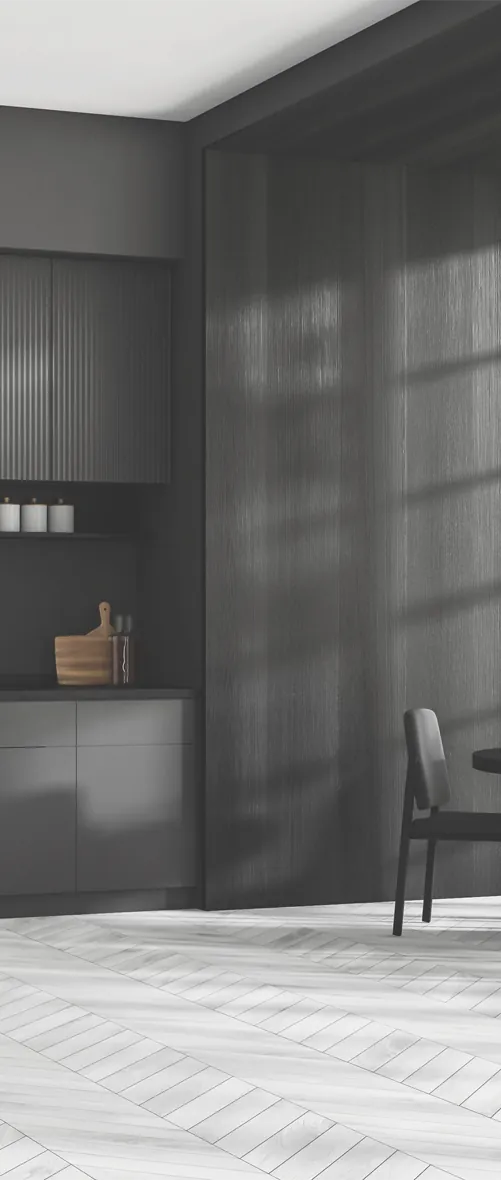 Dark grey Multiwood cabinetry