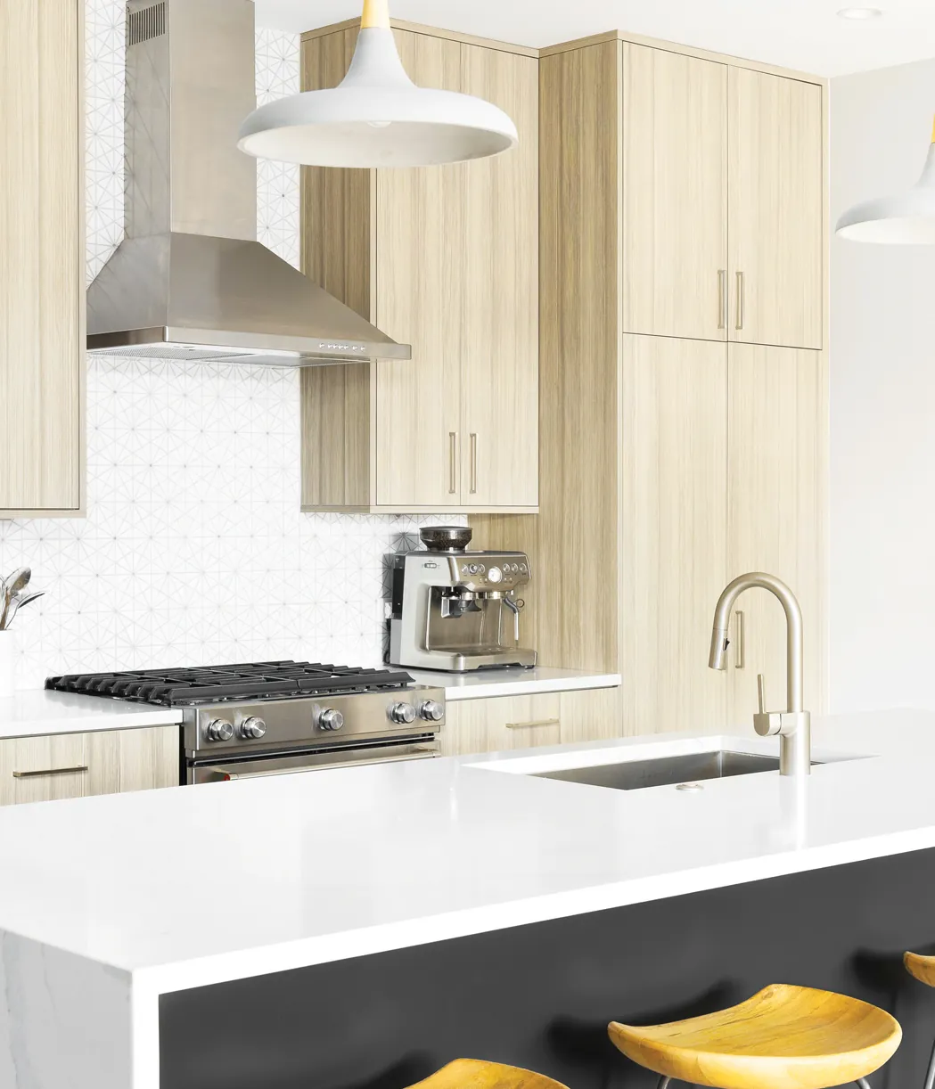 Slab door kitchen cabinetry